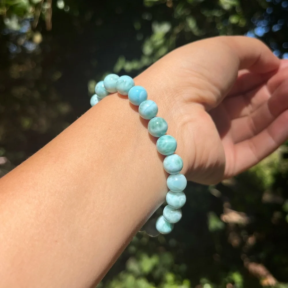 8.5mm stretchable‎ Larimar bracelet